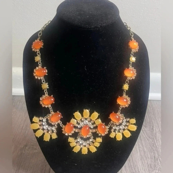 Talbots Orange and Yellow Starburst Statement Necklace - Picture 1 of 9